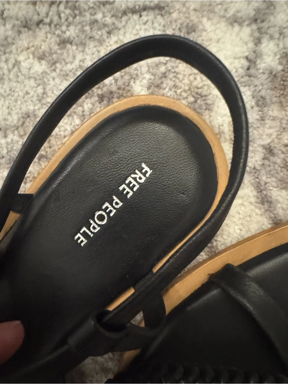 NEW Free People Sunny Days Leather Black Braided Strap Flat Sandals